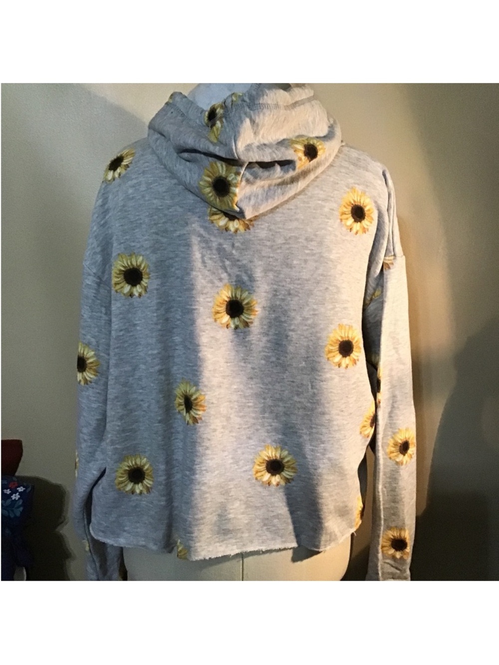 NWT No Boundaries floral sunflower Gray Hoodie sweatshirt xxl - Picture 2 of 9
